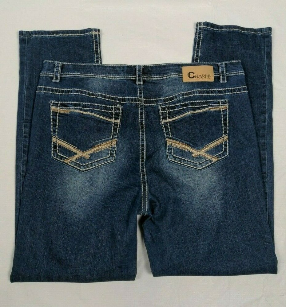 Charme Women's Size 20 Thick Stitch Embroidered Pockets Bootcut Jeans Dark Wash